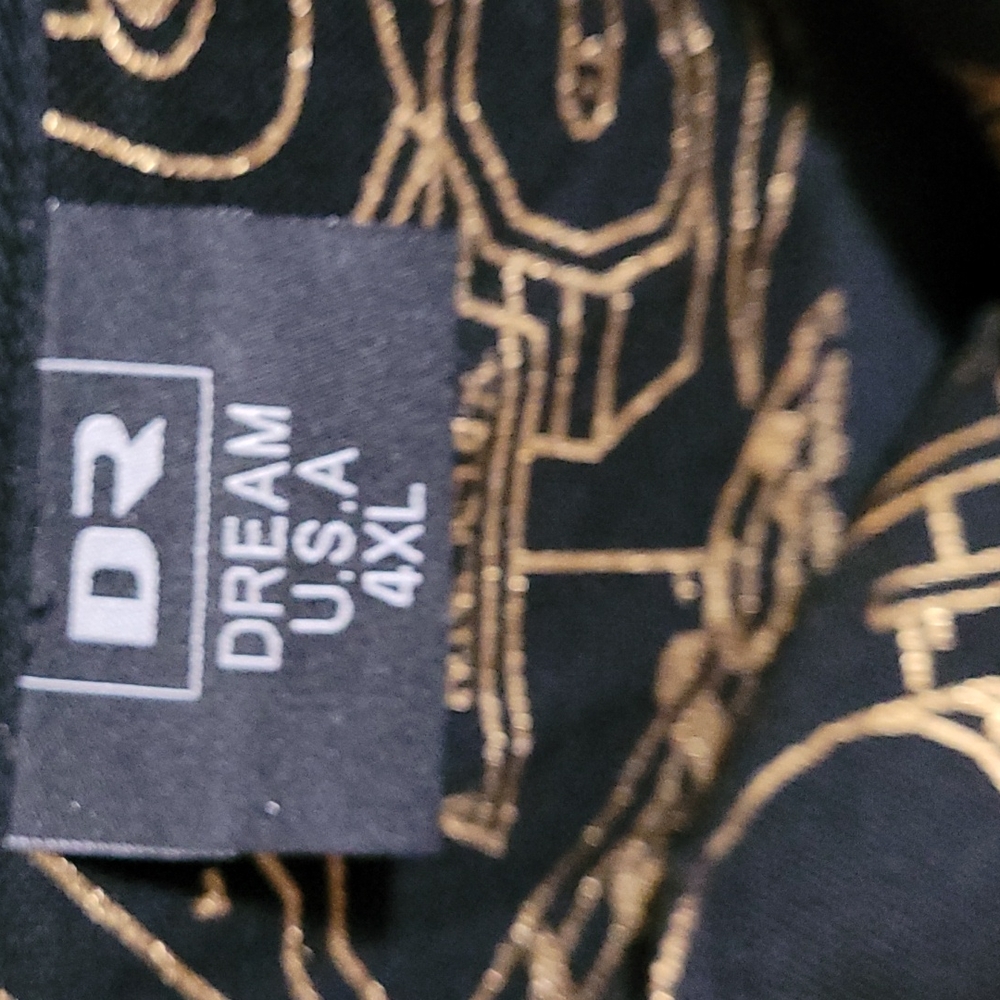 Men's Print Black Gold Shirt  SIZE 4X - Picture 2 of 5
